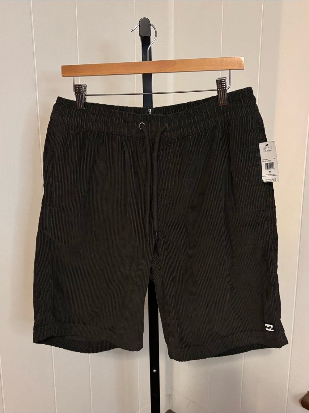 O'Neill Shorts Mens M Dark Green Corduroy Elastic Waist Drawstring Surf Chino